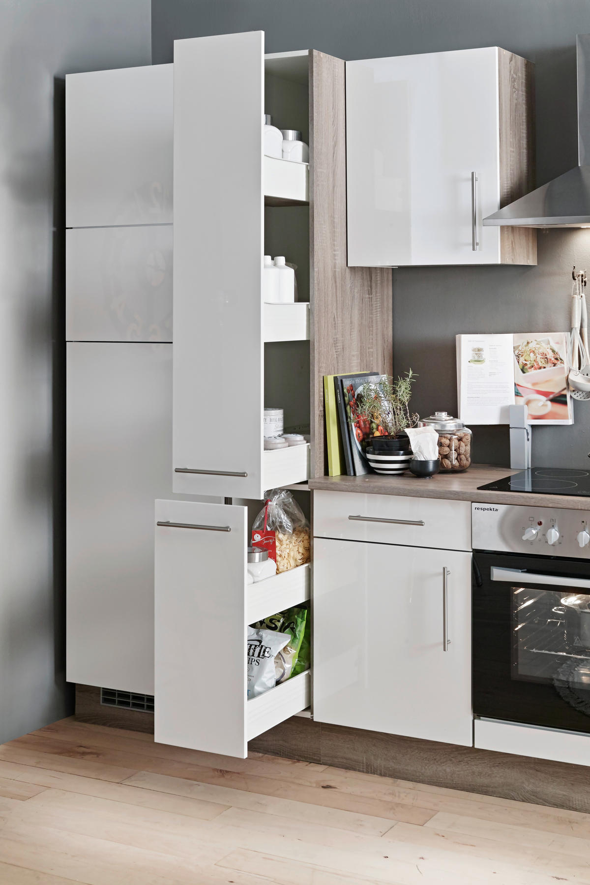 Menke Küchenblock Judith II weiß Lack Hochglanz B/H/T: ca. 280x212x60 cm Judith II - weiß (280,00/212,00/60,00cm) - Menke