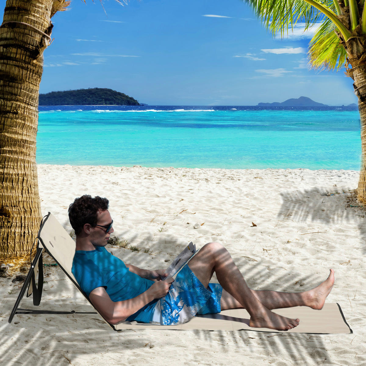 Outsunny Sonnenliege beige Polyester B/H/L: ca. 51x142x40 cm Sonnenliege - beige (40,00/51,00/142,00cm) - Outsunny