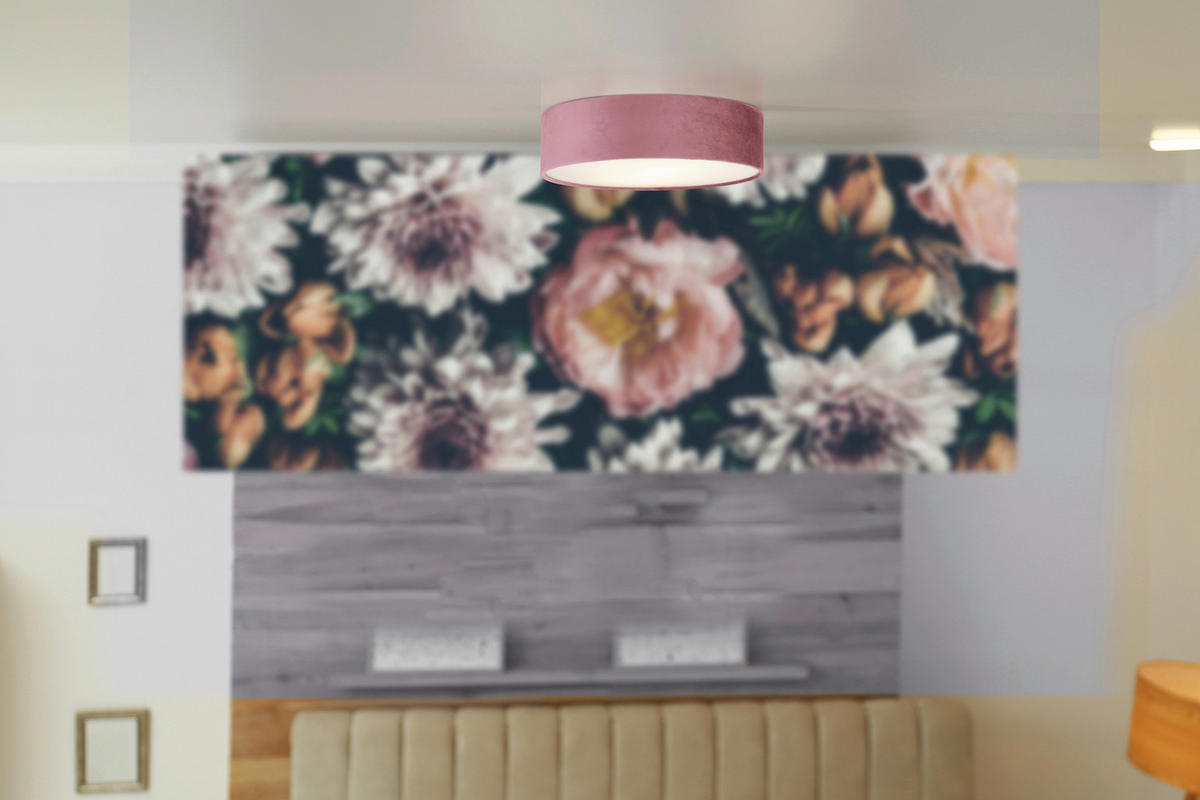 Searchlight Deckenleuchte pink Stahl Samt B/H/L/D: ca. 38x10x38x38 cm E27 2 Brennstellen Drum - pink (38,00/38,00/10,00cm) - Searchlight