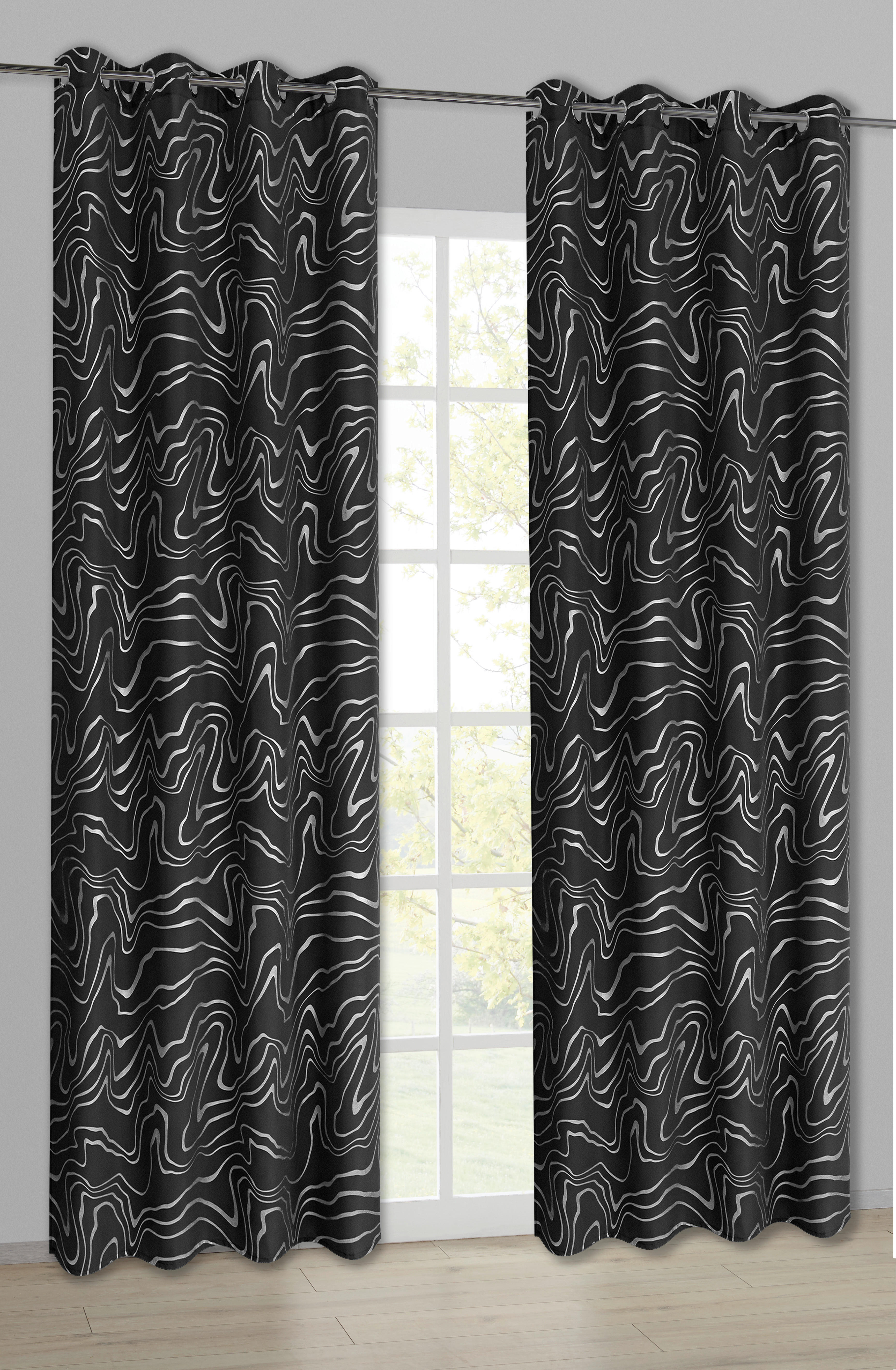 Ösenvorhang Samoa schwarz B/L: ca. 135x245 cm Samoa - schwarz (135,00/245,00cm) - POCOline