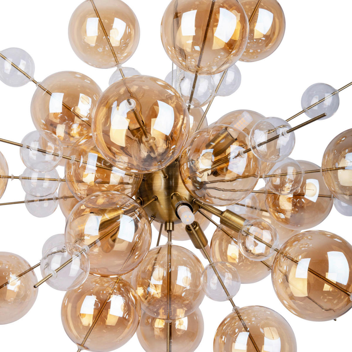 Näve Leuchten Pendelleuchte amber Glas Metall B/H/T/D: ca. 65x150x65x65 cm G9 10 Brennstellen EXPLOSION - amber (65,00/150,00/65,00cm) - Näve Leuchten