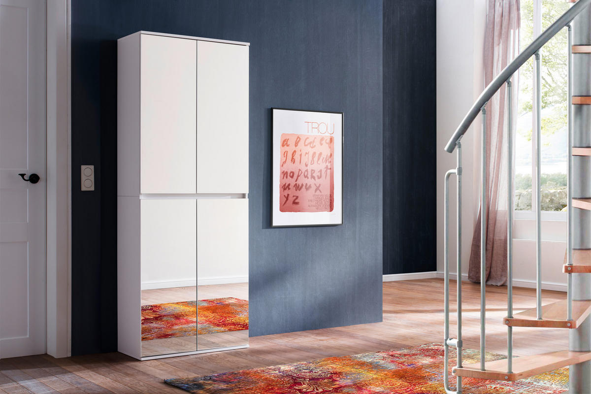 Garderobenschrank Mirror weiß B/H/T: ca. 74x191x34 cm Mirror - weiß (74,00/191,00/34,00cm) - Trendteam