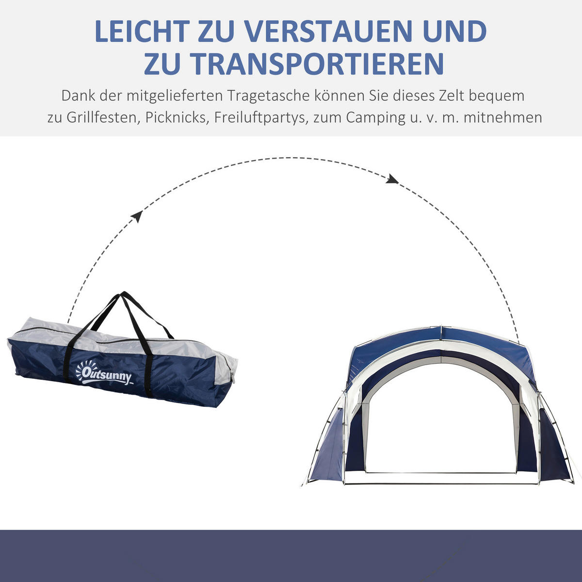 Outsunny Campingartikel B/H/L: ca. 350x350x222 cm Campingzelt - blau (222,00/350,00/350,00cm) - Outsunny