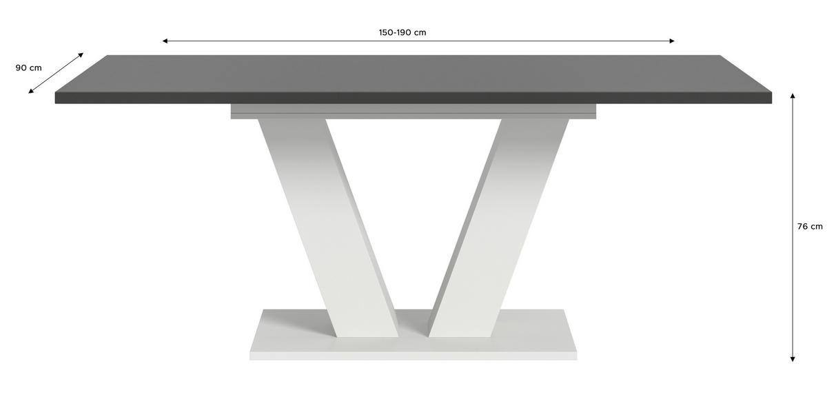 Esstisch MOTION grau B/H/T: ca. 150x76x90 cm MOTION - grau (150,00/76,00/90,00cm) - xonox.home