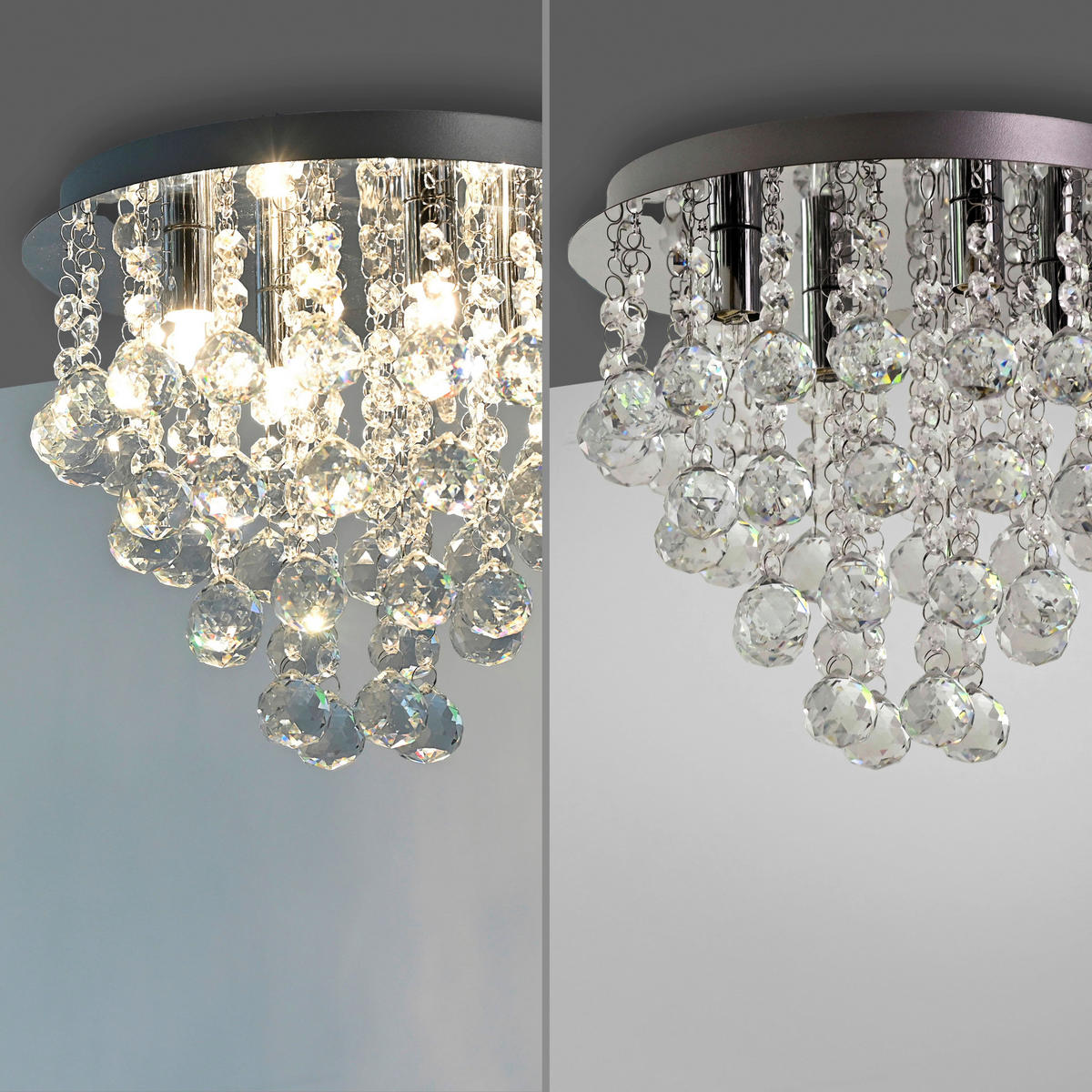 Just Light LED-Kronleuchter Chrom B/H/L: ca. 28x25x28 cm LED-Deckenleuchte_Kulunka - Chrom (28,00/28,00/25,00cm) - Just Light