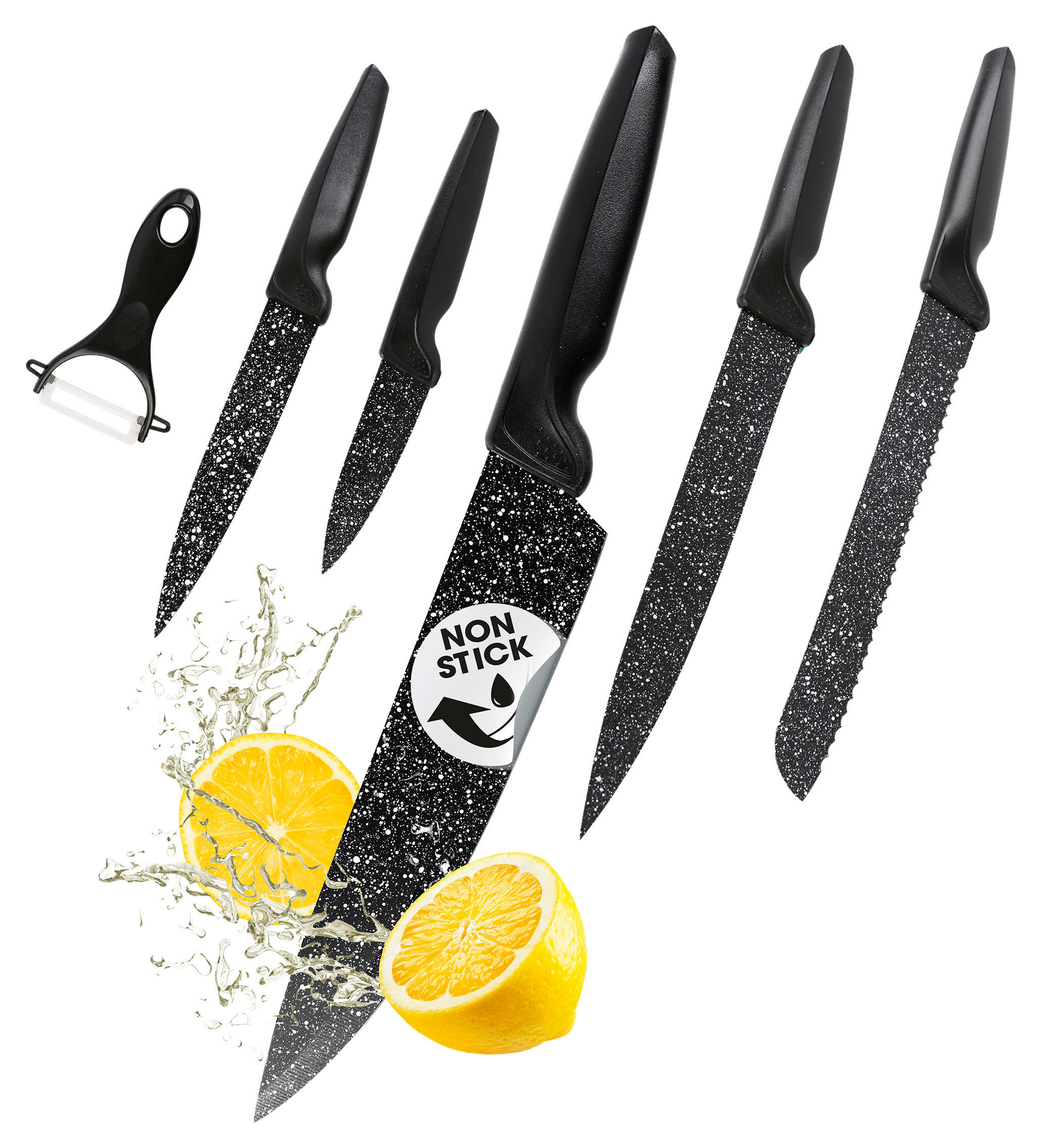 GOURMETmaxx Messerset schwarz Stahl 6 tlg.