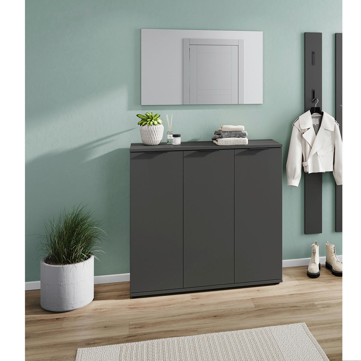 Garderobe 7879-547 B/H/T: ca. 143x200x37 cm 7879-547 - Eiche/Graphit (143,00/200,00/37,00cm) - Germania