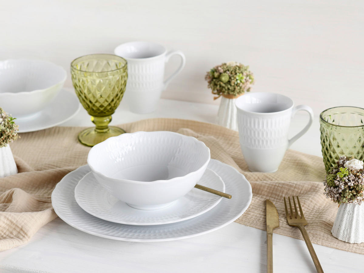 CreaTable Kombiservice Sofia weiß Porzellan 16 tlg. Sofia - weiß - CreaTable