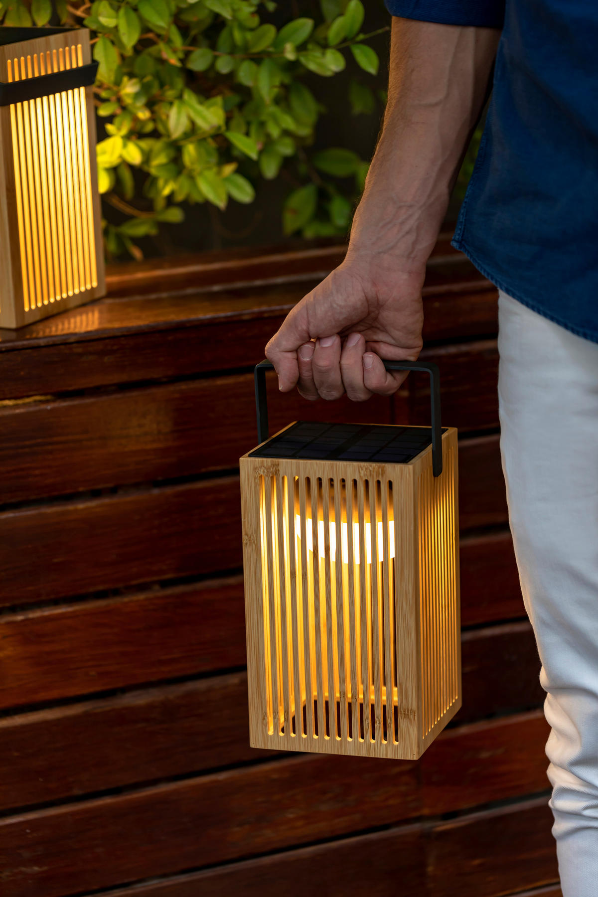 LED-Dekoleuchte braun B/H/L: ca. 14,5x24x14,5 cm OKINAWA - braun (14,50/14,50/24,00cm) - NewGarden