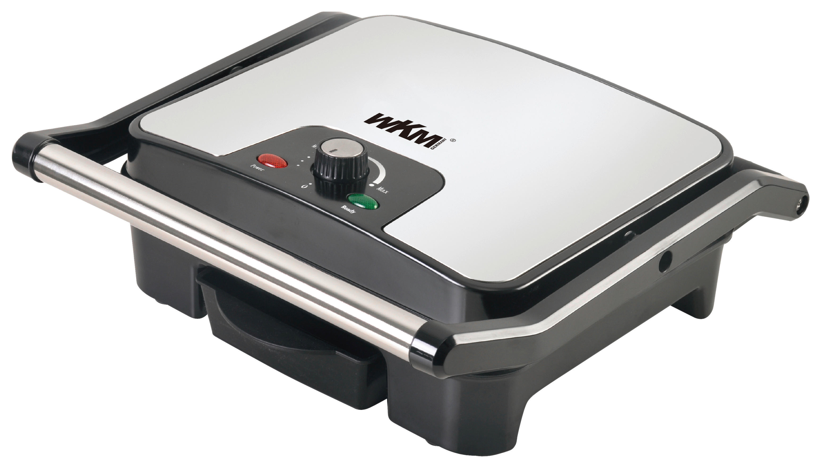 WKM Kontaktgrill KG-201.1 schwarz Kunststoff Metall B/H/T: ca. 32,6x12,7x32,6 cm Kontakt-Grill KG-201.1 - schwarz/stahlfarbig (32,60/12,70/32,60cm) - WKM