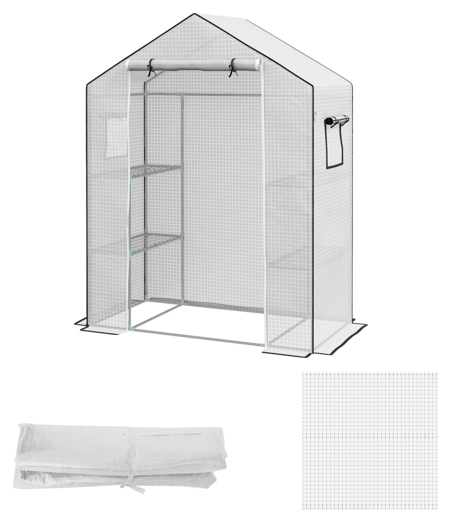 Outsunny Ersatzfolie weiß Kunststoff B/H/L: ca. 73x190x140 cm Ersatzfolie - weiß (140,00/73,00/190,00cm) - Outsunny