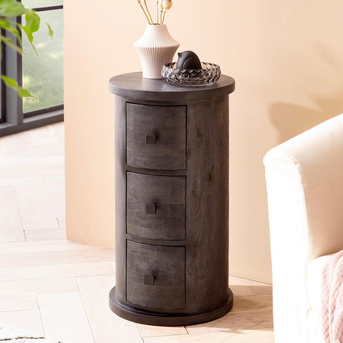 Sideboard schwarz B/H/T: ca. 34x65x34 cm Sideboard - schwarz (34,00/65,00/34,00cm) - Wohnling