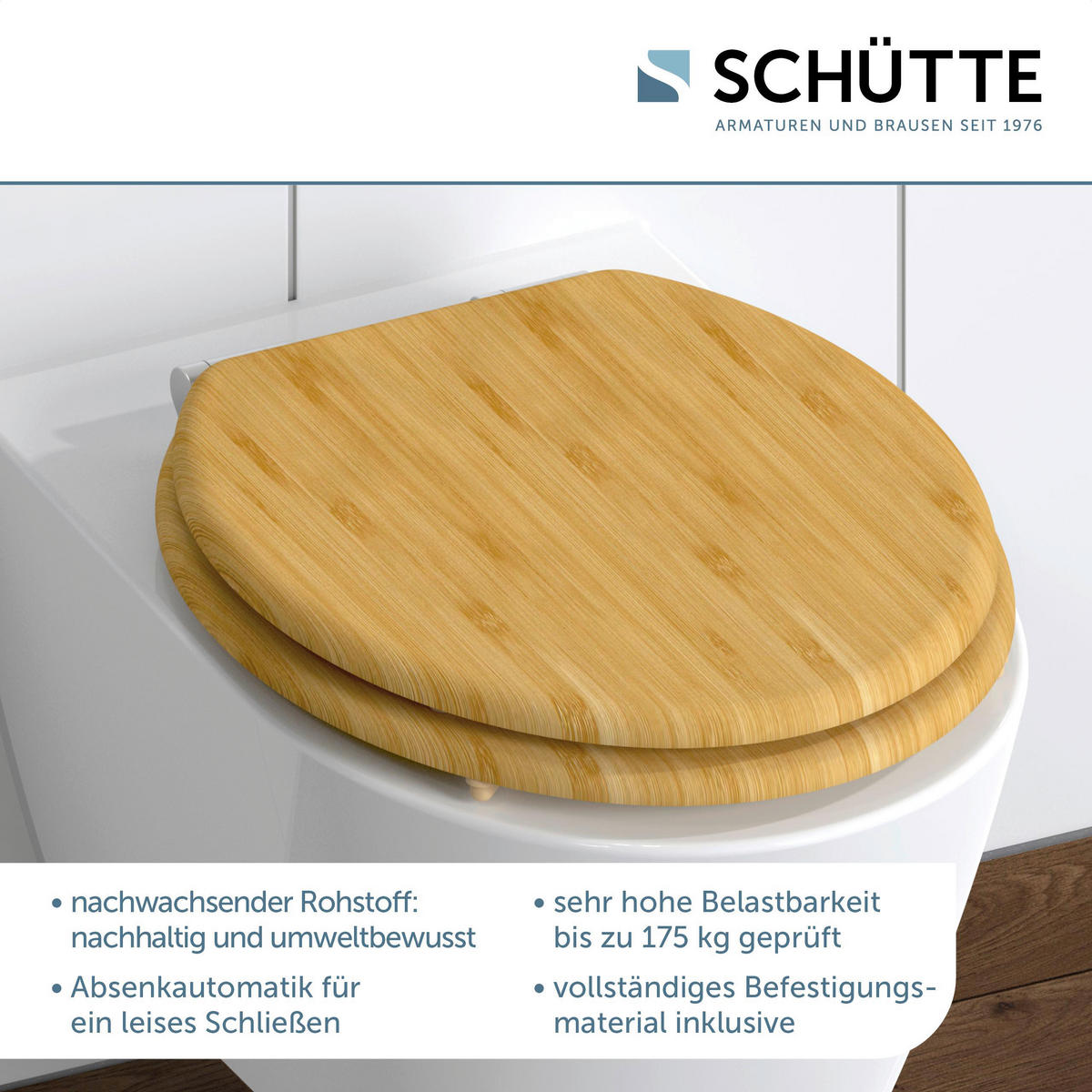 WC-Sitz braun Bambus B/H/T: ca. 37x5,5x42,5 cm WC-Sitz_Bamboo - braun (37,00/5,50/42,50cm) - SCHÜTTE