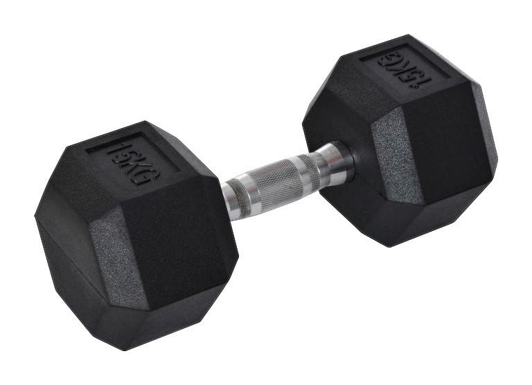 HOMCOM Kurzhantel schwarz Gummi B/H/T: ca. 15,5x10,4x15,5 cm Kurzhantel - schwarz/silber (15,50/10,40/15,50cm) - HOMCOM