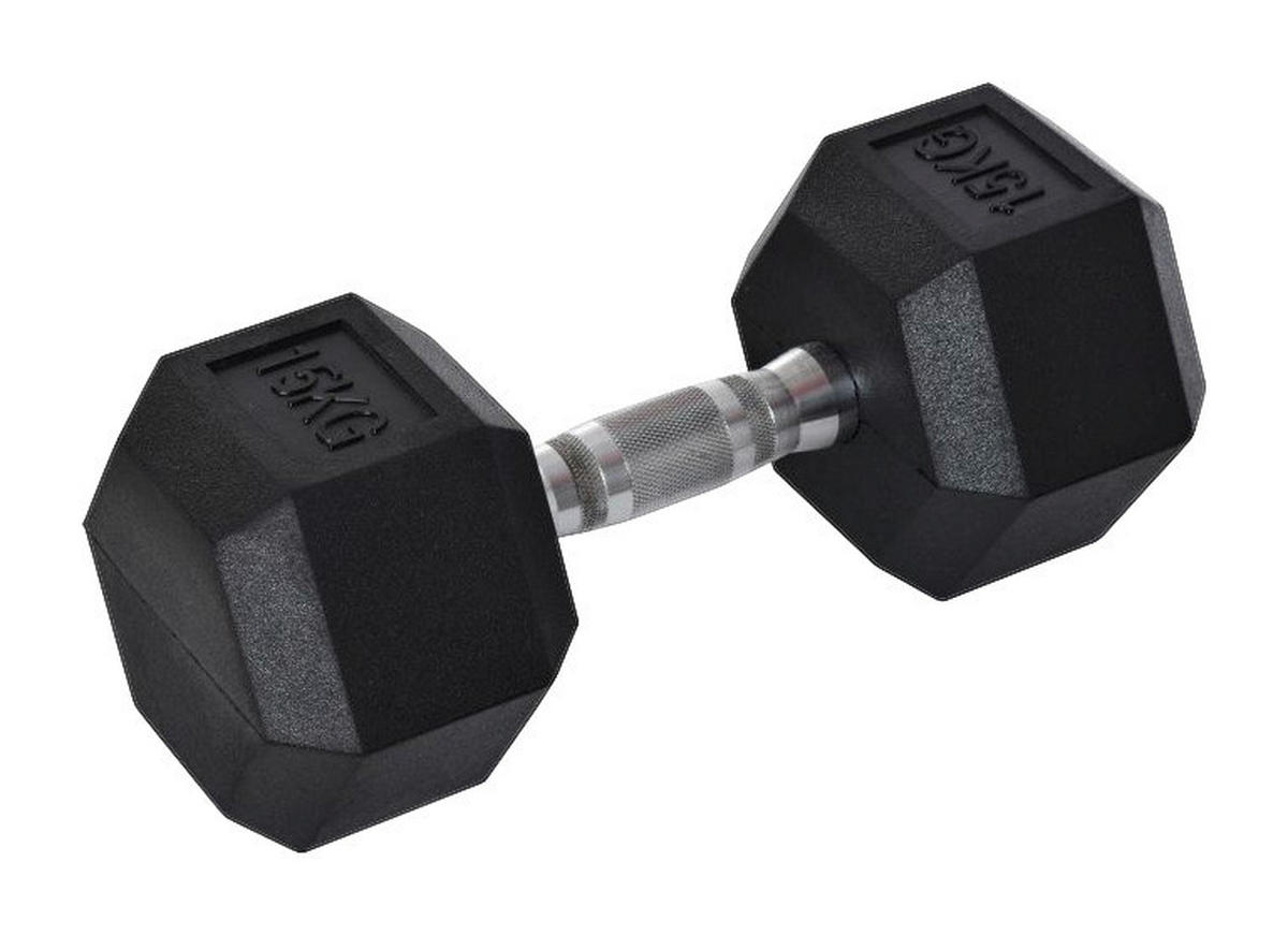 HOMCOM Kurzhantel schwarz Gummi B/H/T: ca. 15,5x10,4x15,5 cm Kurzhantel - schwarz/silber (15,50/10,40/15,50cm) - HOMCOM
