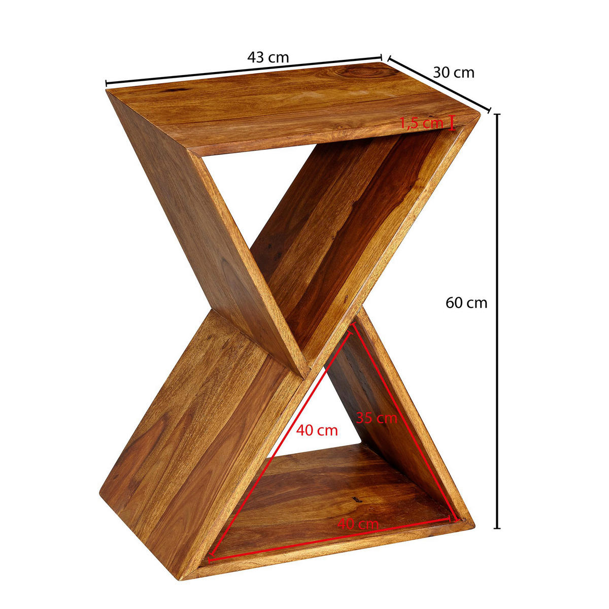 Beistelltisch rosenholz Nachbildung Holz B/H/T: ca. 43x60x30 cm Beistelltisch - rosenholz (43,00/60,00/30,00cm) - Wohnling