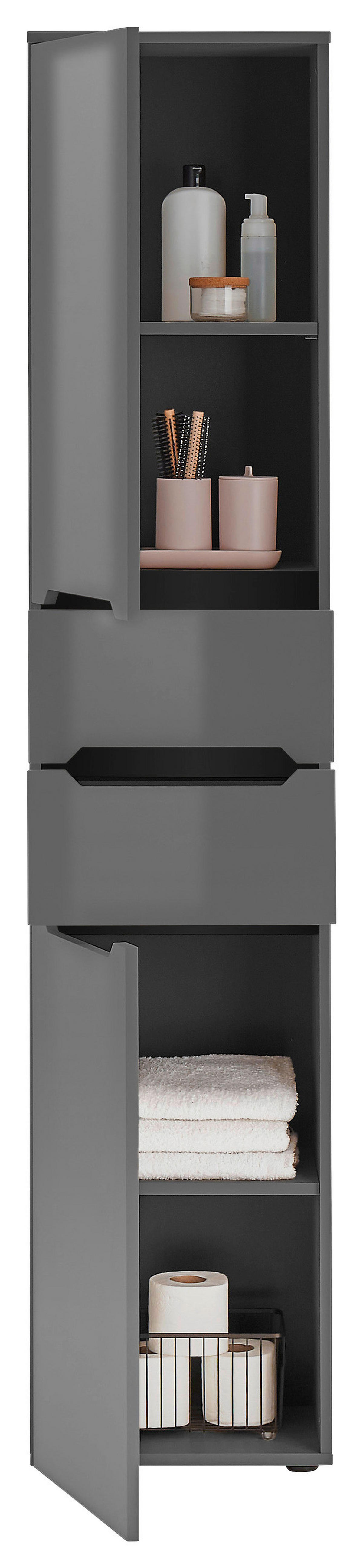 Hochschrank Ibiza anthrazit matt anthrazit Hochglanz B/H/T: ca. 40x190x30 cm Ibiza - anthrazit (40,00/190,00/30,00cm)