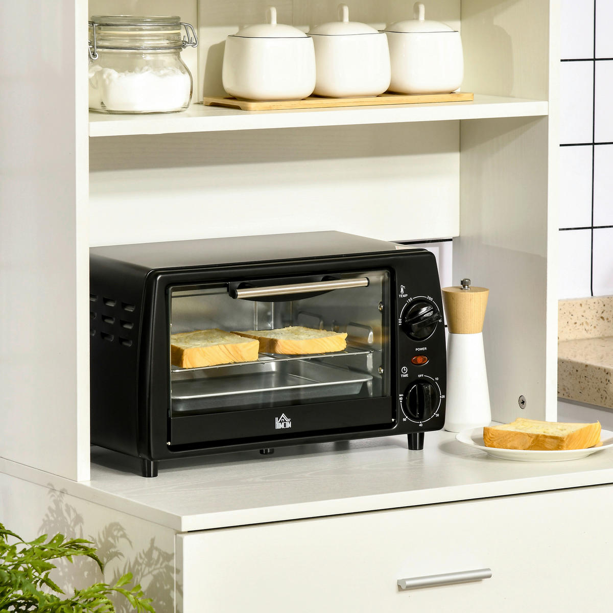 HOMCOM Küchengerät schwarz Edelstahl B/H/L: ca. 26x36,5x22 cm Minibackofen - schwarz (22,00/26,00/36,50cm) - HOMCOM