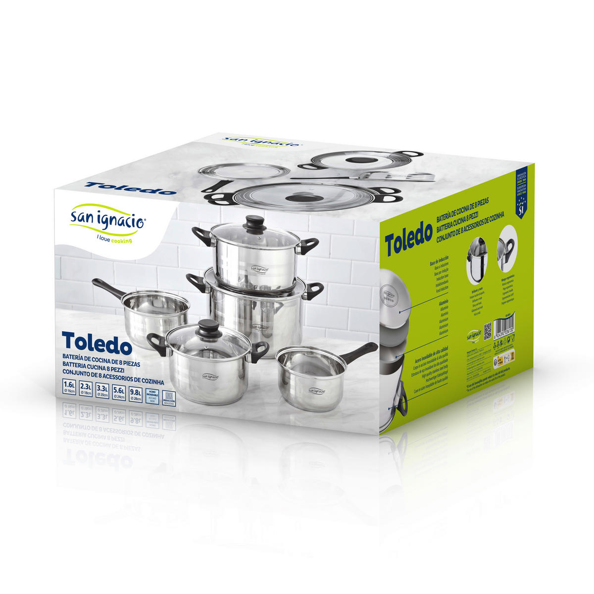 SAN IGNACIO Topfset TOLEDO silber Edelstahl 8 tlg. TOLEDO - silber - SAN IGNACIO