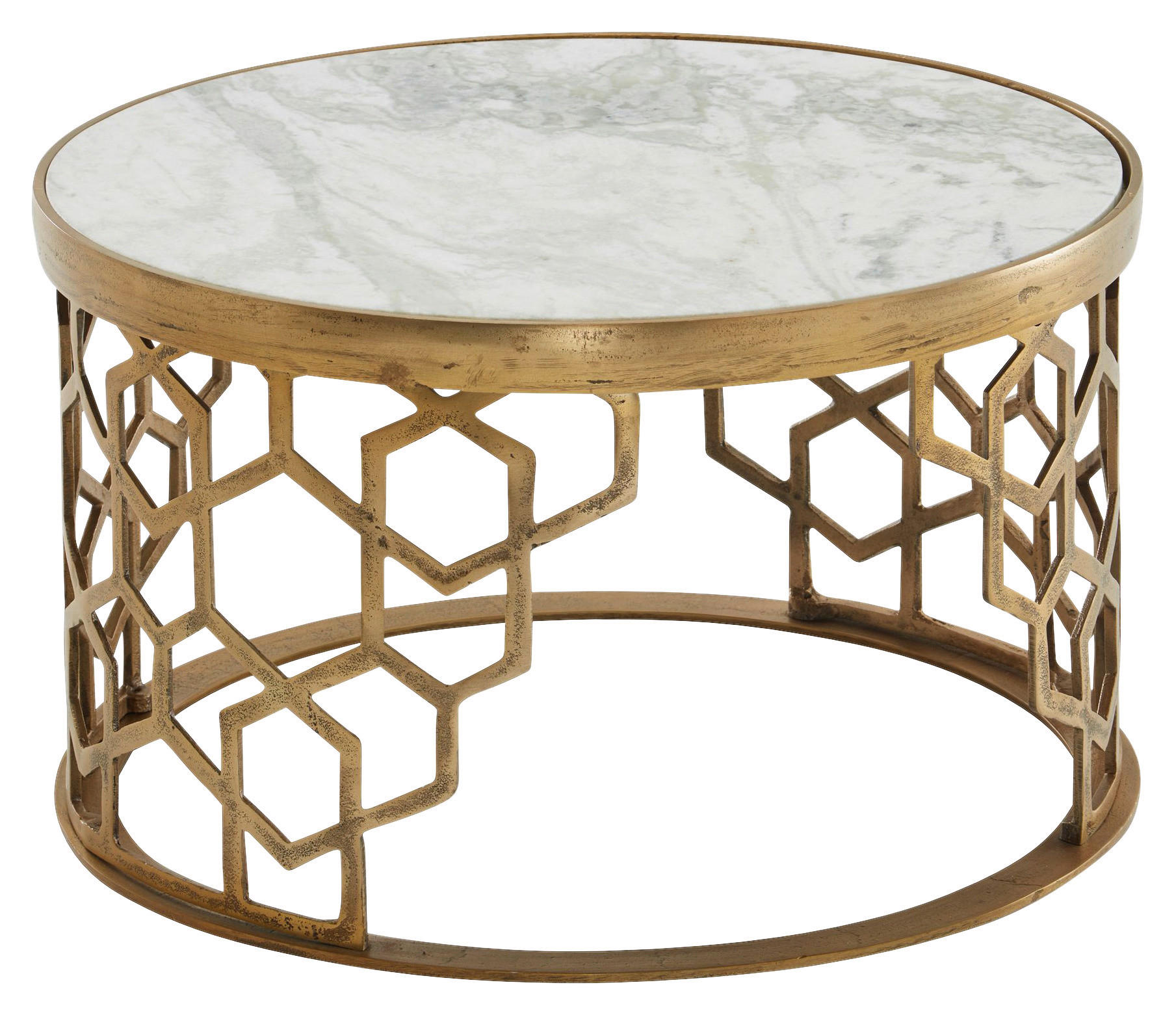 Couchtisch weiß gold B/H/T: ca. 80x36x60 cm Couchtisch - gold/weiß (80,00/36,00/60,00cm) - Wohnling