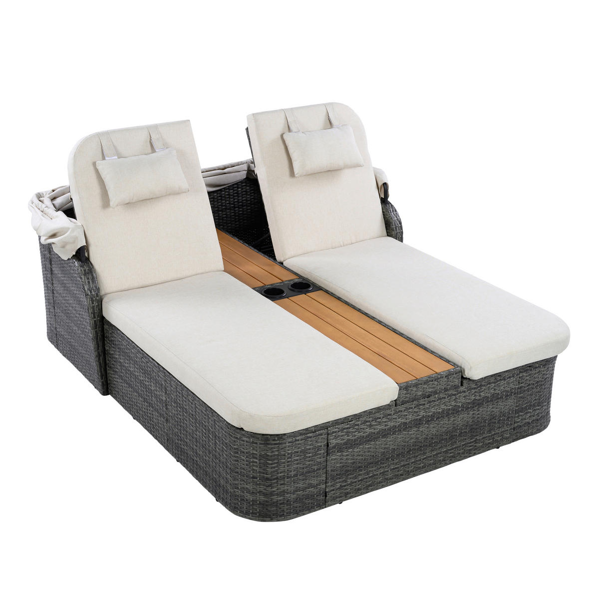 POCOline Gartenliege beige Stahl Doppel-Sonnenliege - beige/grau - POCOline