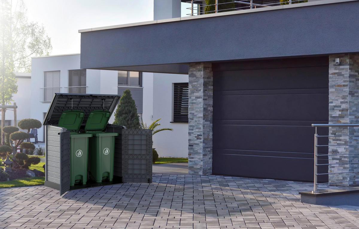 VCM Mülltonnenbox 2er StoreAway grau Kunststoff B/H/L: ca. 145x125x83 cm StoreAway - grau (83,00/145,00/125,00cm) - VCM