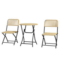 Outsunny Sitzgruppe gelb Polyrattan B/H/L: ca. 60x60x70 cm Bistro-Set - gelb (70,00/60,00/60,00cm) - Outsunny