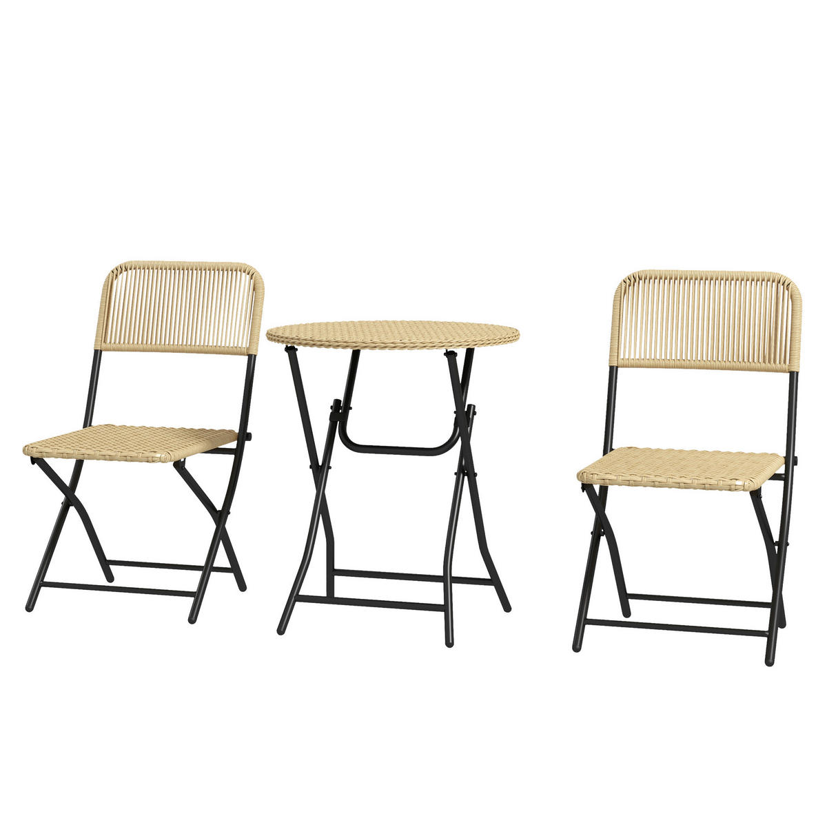 Outsunny Sitzgruppe gelb Polyrattan B/H/L: ca. 60x60x70 cm Bistro-Set - gelb (70,00/60,00/60,00cm) - Outsunny