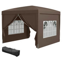 Outsunny Pavillon kaffee Polyester B/H/L: ca. 295x258x295 cm Pavillon - kaffee (295,00/295,00/258,00cm) - Outsunny