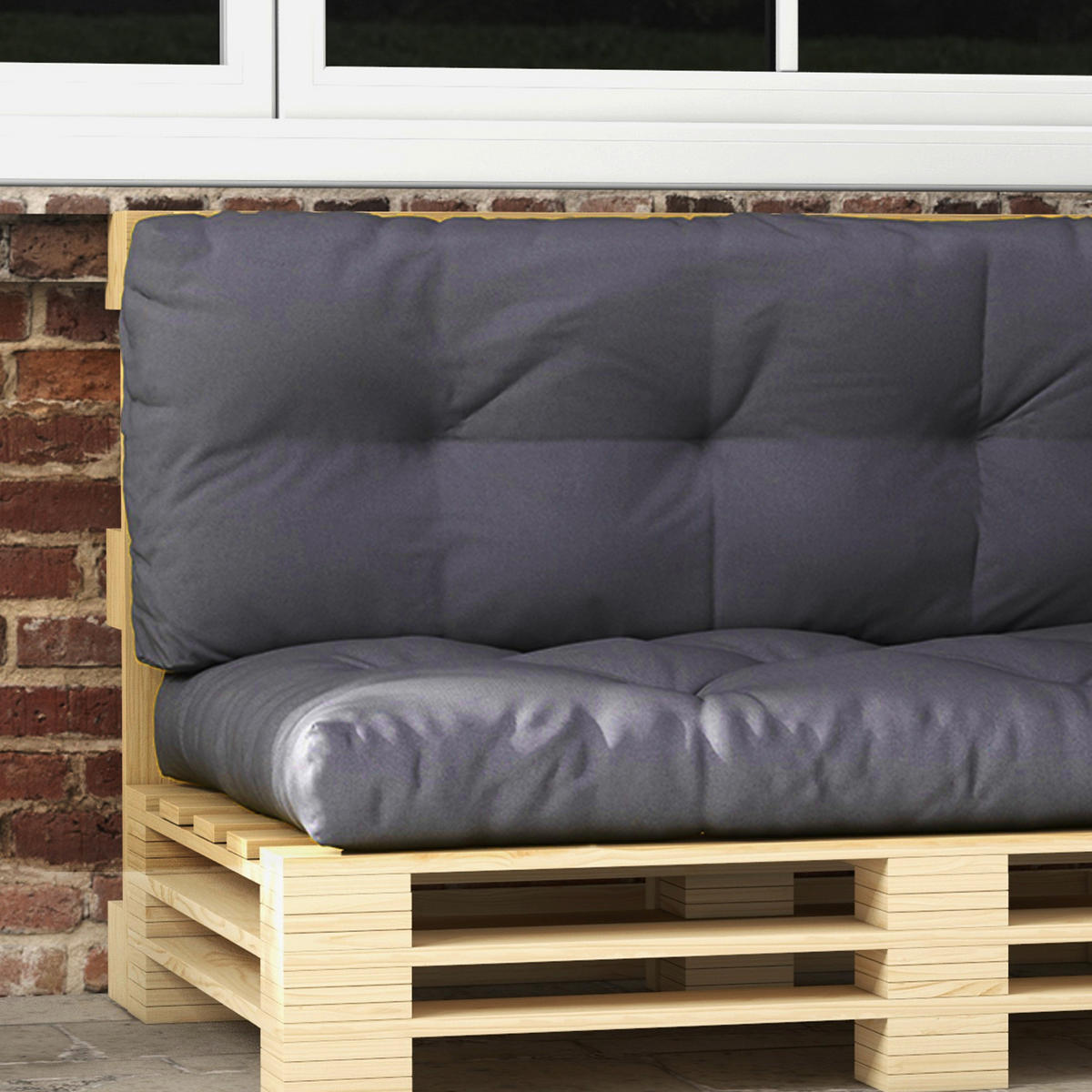 Outsunny Palettenkissen dunkelgrau Polyester B/H/L: ca. 80x120x12 cm Palettenkissen - dunkelgrau (12,00/80,00/120,00cm) - Outsunny