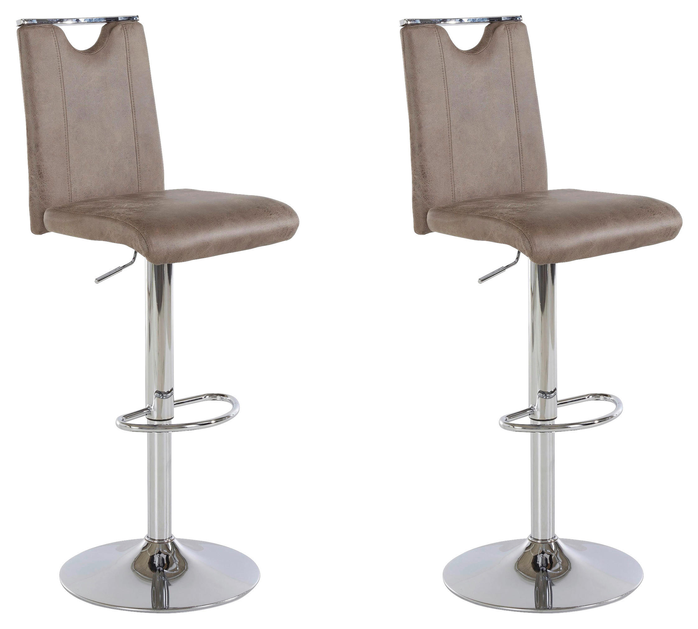 Barhocker FIRE  2er-Set braun Vintage Chrom Stoff Metall FIRE  2er-Set - braun/Chrom - byLIVING