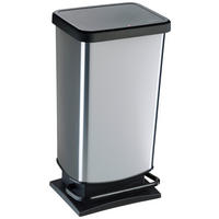Rotho Treteimer silber B/H/L: ca. 29,5x67,6x35,3 cm Treteimer_Paso 40l - silber (35,30/29,50/67,60cm) - Rotho