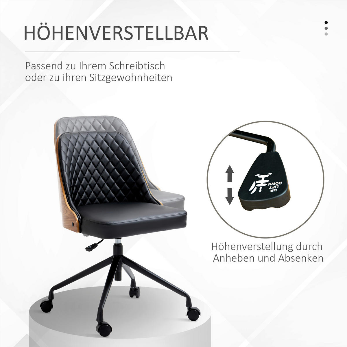 Drehstuhl 921-588 schwarz 921-588 - schwarz (48,50/81,00/54,50cm) - Vinsetto