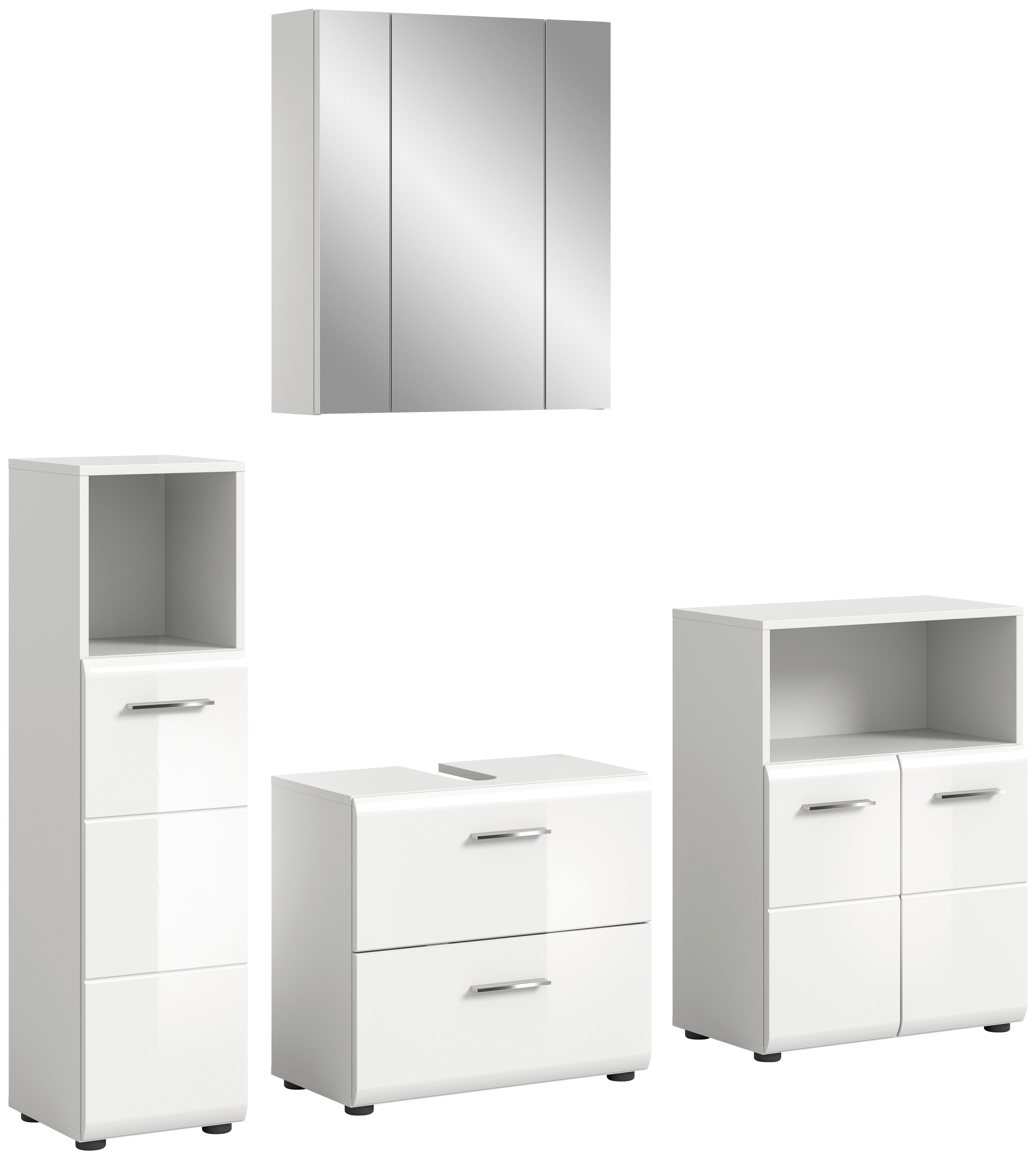 Badezimmer-Set ICE weiß weiß Hochglanz B/H/T: ca. 180x190x32 cm ICE - weiß (180,00/190,00/32,00cm) - xonox.home