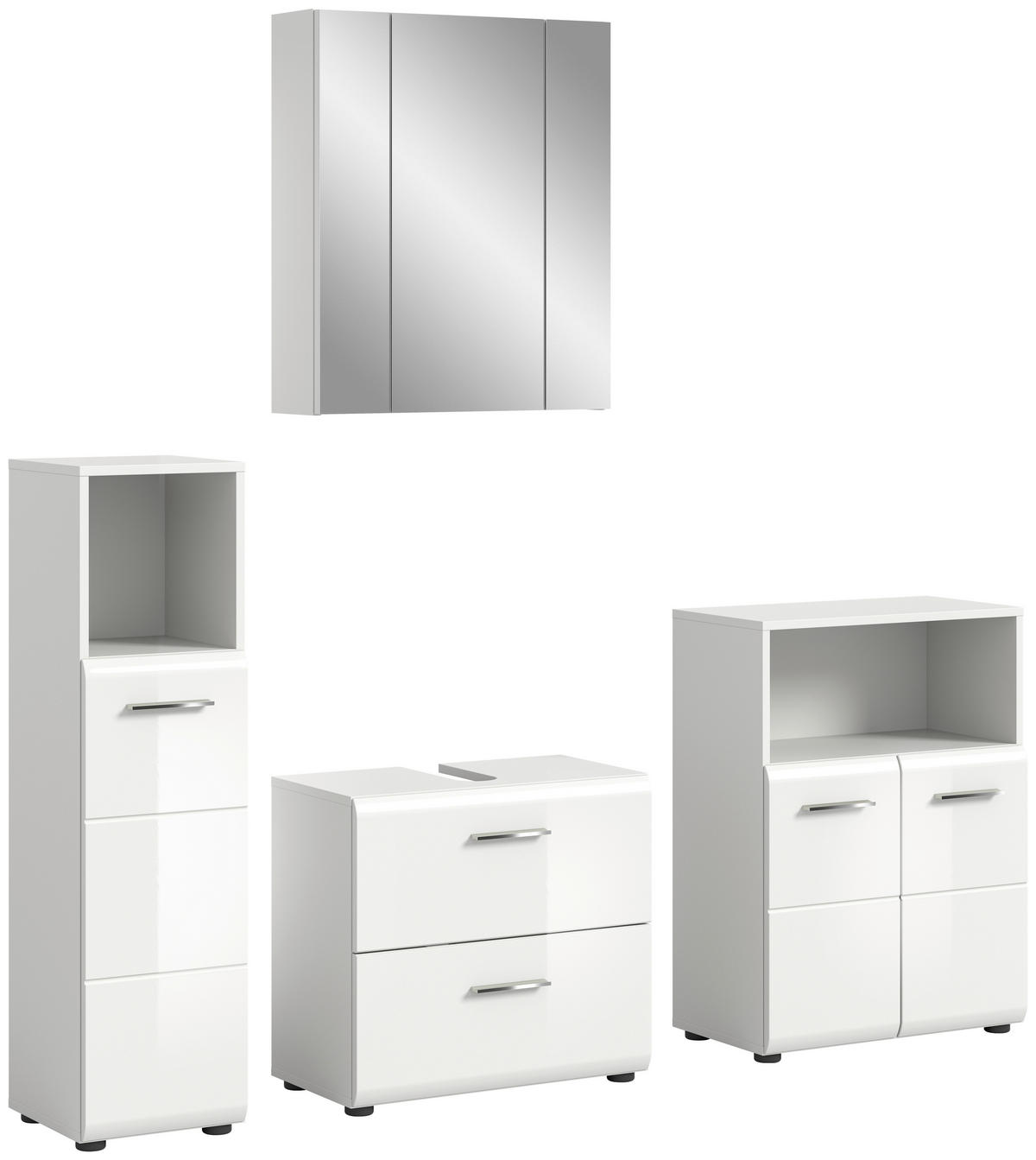 Badezimmer-Set ICE weiß weiß Hochglanz B/H/T: ca. 180x190x32 cm ICE - weiß (180,00/190,00/32,00cm) - xonox.home