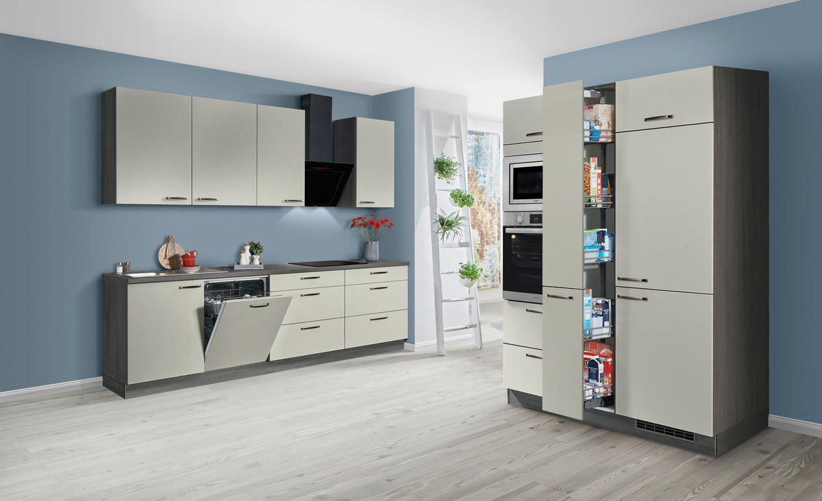 Express Doppelblock Star hellgrau Lacklaminat Hochglanz B/T/L: ca. 280x60x150 cm Star - hellgrau (280,00/150,00cm) - Express