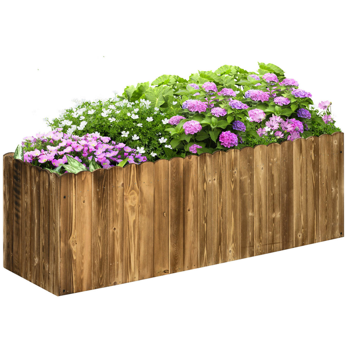 Outsunny Hochbeet mit Holzplatte natur Holz B/H/L: ca. 40x40x120 cm Hochbeet 845-108 - natur (120,00/40,00/40,00cm) - Outsunny