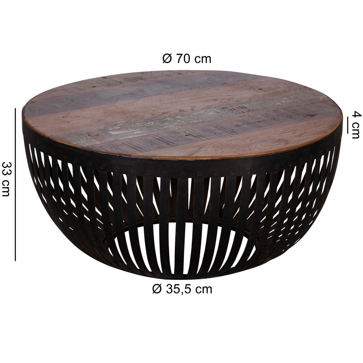 Couchtisch braun schwarz lackiert B/H/T: ca. 70x33x70 cm Couchtisch - braun/schwarz (70,00/33,00/70,00cm) - Wohnling