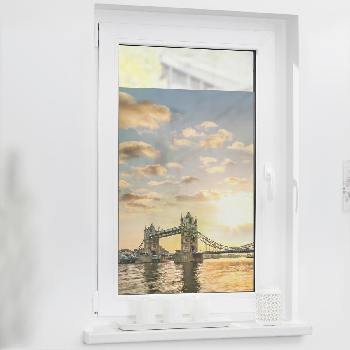 LICHTBLICK Fensterfolie Tower Bridge London Tower Bridge orange B/L: ca. 100x180 cm Tower Bridge - orange (100,00/180,00cm) - LICHTBLICK