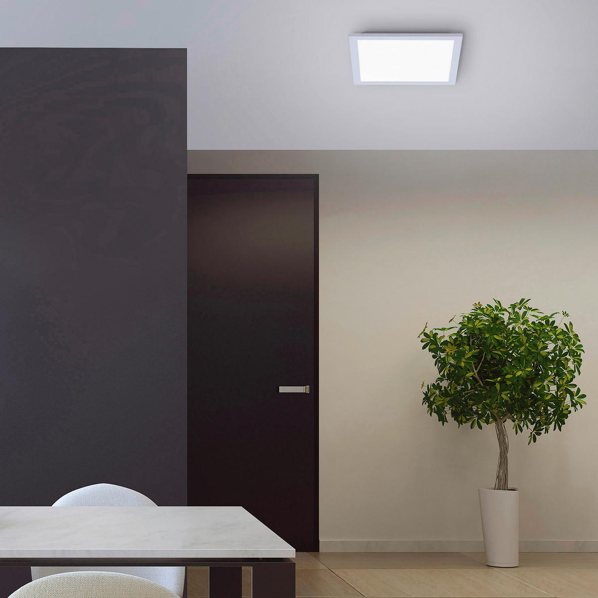 Just Light LED-Deckenpanel FLAT 14754-21 silber weiß Kunststoff Metall B/H/T: ca. 29,5x6x29,5 cm 1 Brennstellen FLAT - weiß/silber (29,50/6,00/29,50cm) - Just Light