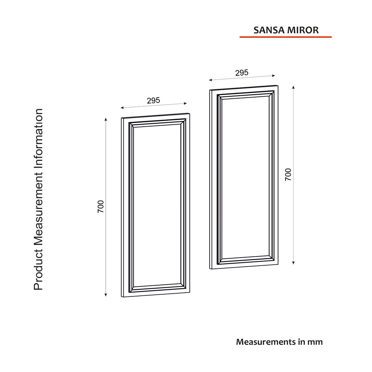 Wandspiegel Sansa walnuss Nachbildung weiß B/H/T: ca. 30x70x3 cm Sansa - weiß/walnuss (30,00/70,00/3,00cm) - moebel17