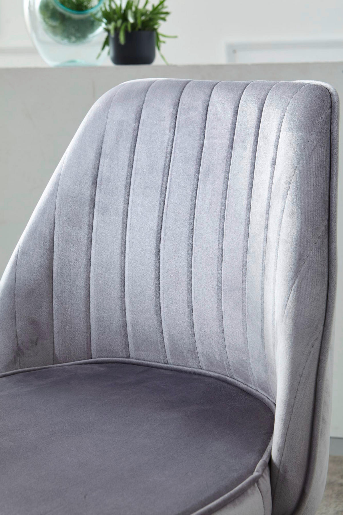 Drehstuhl grau gold Stoff Eisen Drehstuhl - gold/grau (60,00/80,00/60,00cm) - Wohnling
