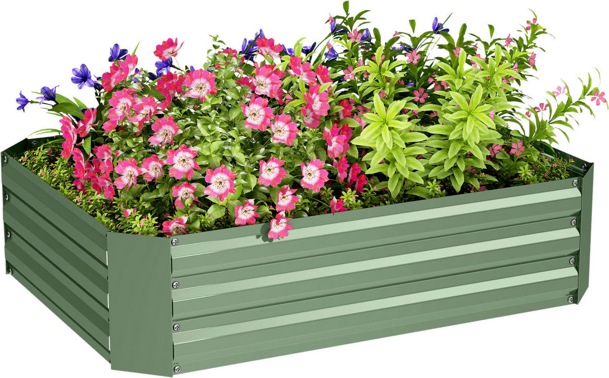 Outsunny Hochbeet dunkelgrün Stahl B/H/L: ca. 90x30x120 cm Hochbeet - dunkelgrün (120,00/90,00/30,00cm) - Outsunny