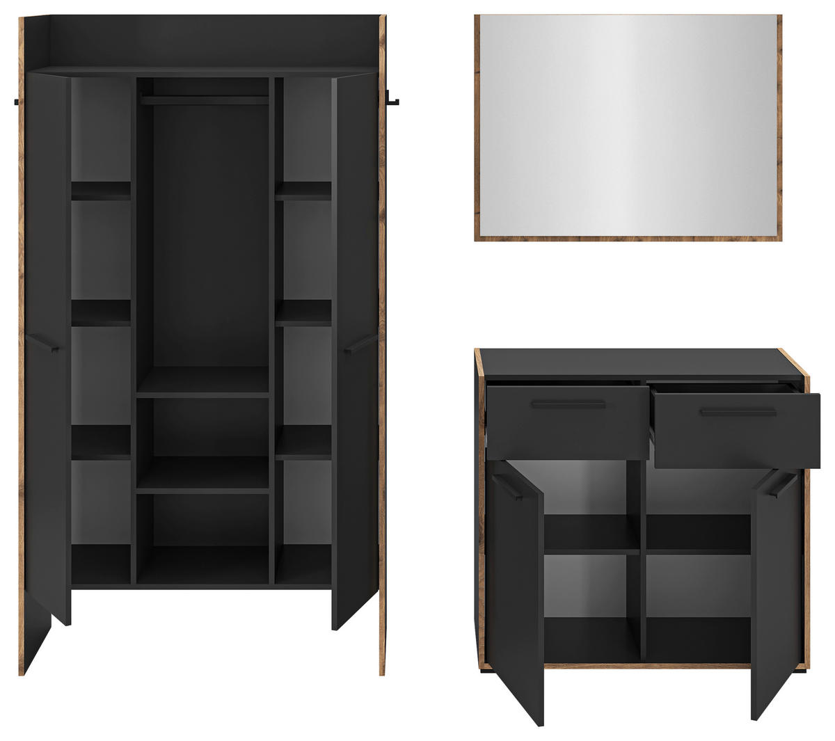 Garderobe Bueno Basalt Nox Oak Nachbildung B/H/T: ca. 215x189x37 cm Bueno - Basalt (215,00/189,00/37,00cm) - xonox.home