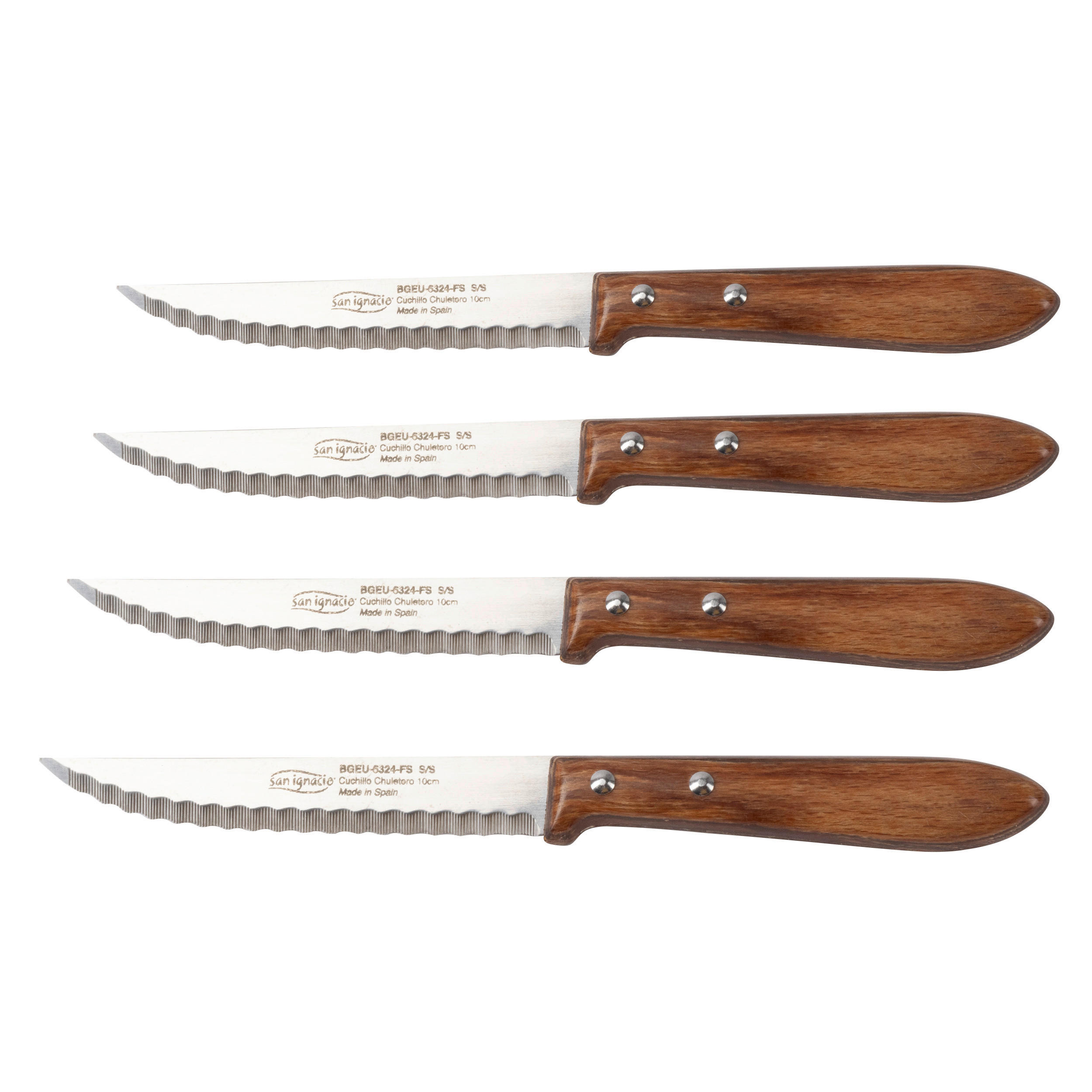 SAN IGNACIO Steakmesser TENO silber Holz 4 tlg. TENO - silber (2,00/26,50/14,50cm) - SAN IGNACIO