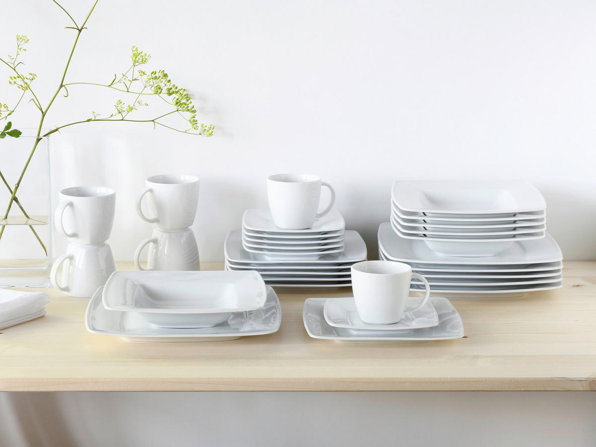 CreaTable Kombiservice Victoria weiß Porzellan 30 tlg. Victoria - weiß (0,00cm) - CreaTable