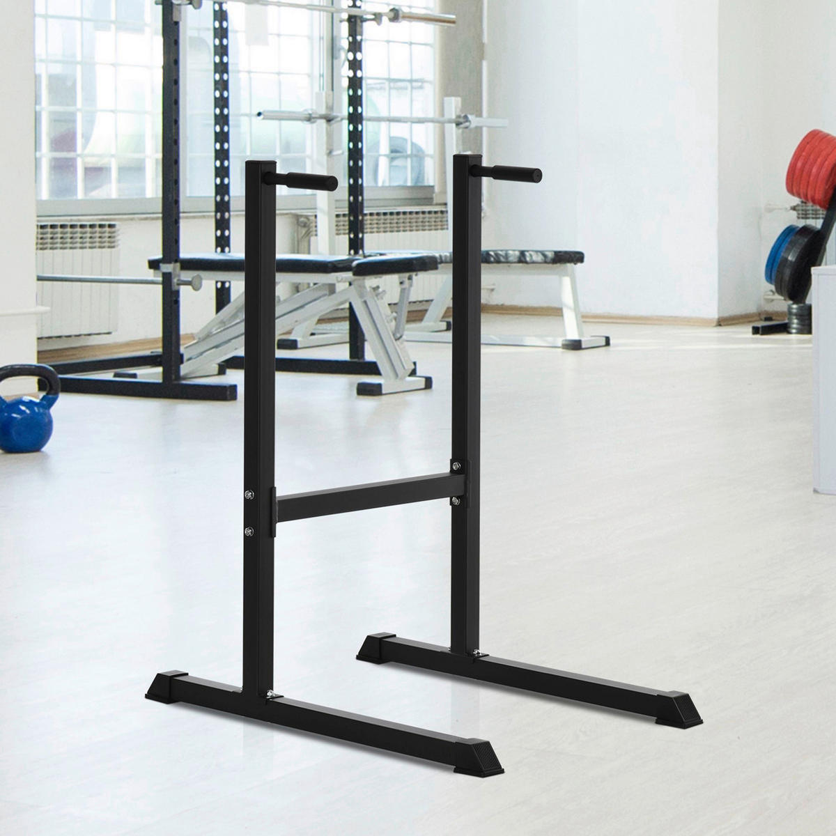 HOMCOM Fitness-Zubehör schwarz Polypropylen B/H/L: ca. 70,5x104x122 cm Dipstation - schwarz (122,00/70,50/104,00cm) - HOMCOM
