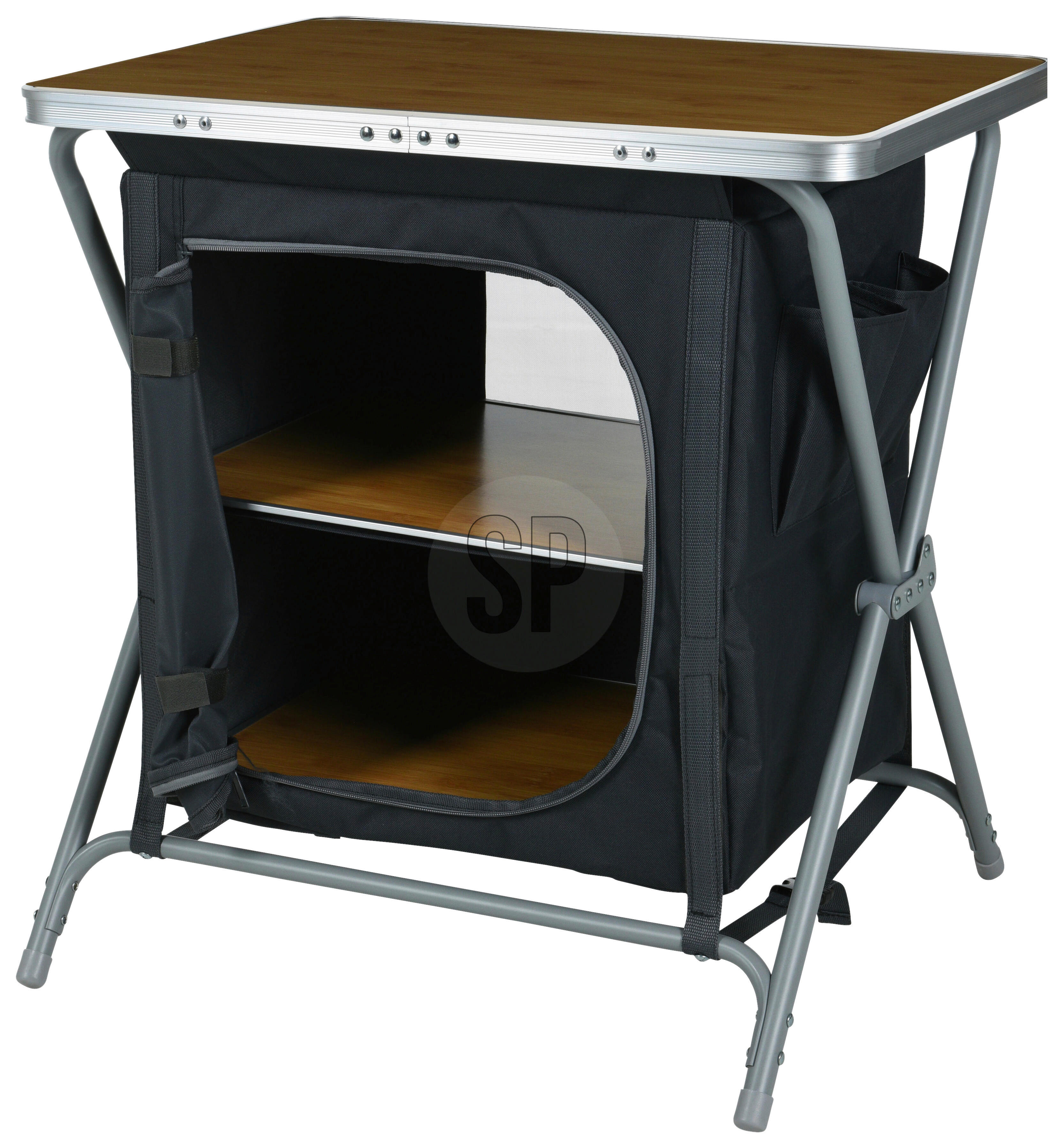 Camping Tischset schwarz Stahl B/H/L: ca. 62,5x12x48,2 cm Campingtisch-/Schrank_faltbar - schwarz (48,20/62,50/12,00cm)