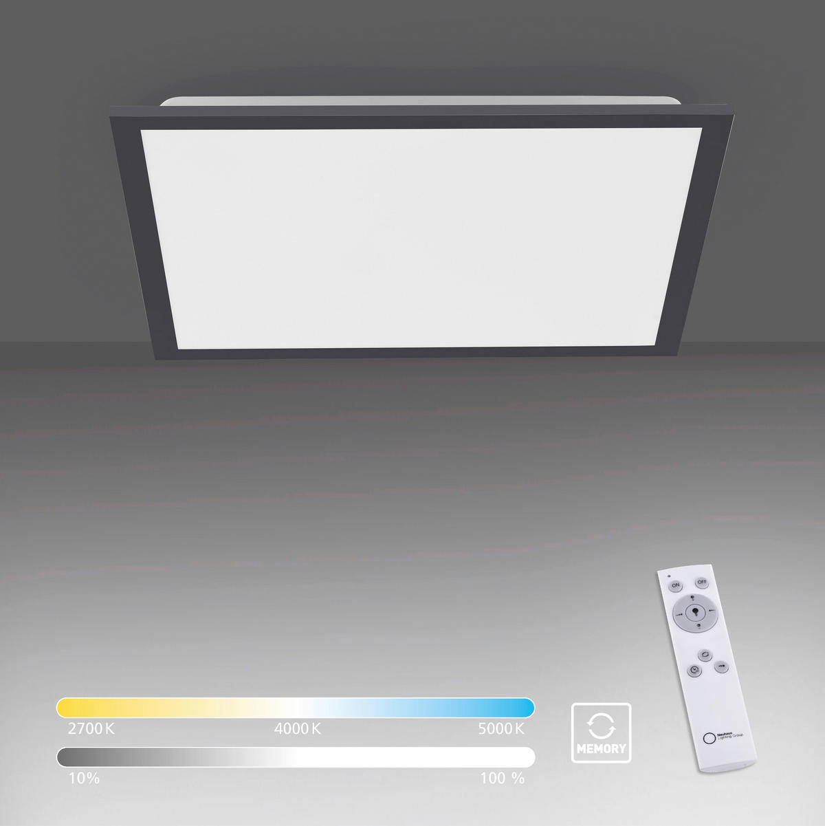 Just Light LED-Deckenpanel FLAT 14755-18 schwarz weiß Kunststoff Metall B/H/T: ca. 44,5x7x44,5 cm 1 Brennstellen FLAT - weiß/schwarz (44,50/7,00/44,50cm) - Just Light