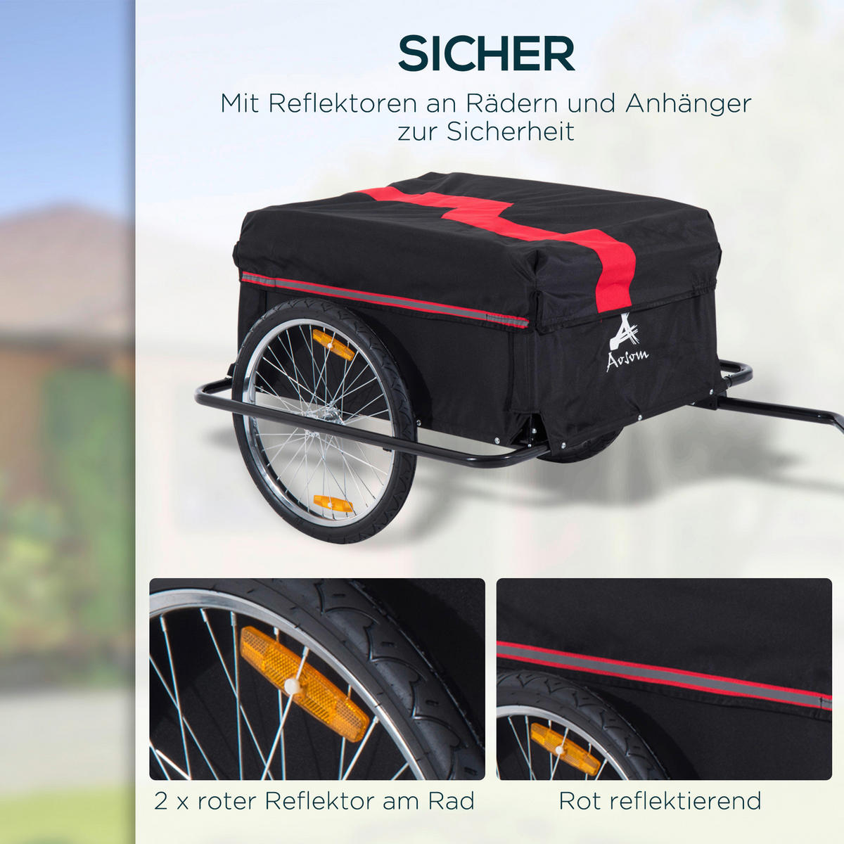 HOMCOM Fahrradanhänger schwarz schwarz B/H/L: ca. 61x845x38 cm Transportanhänger - schwarz (38,00/61,00/845,00cm) - HOMCOM